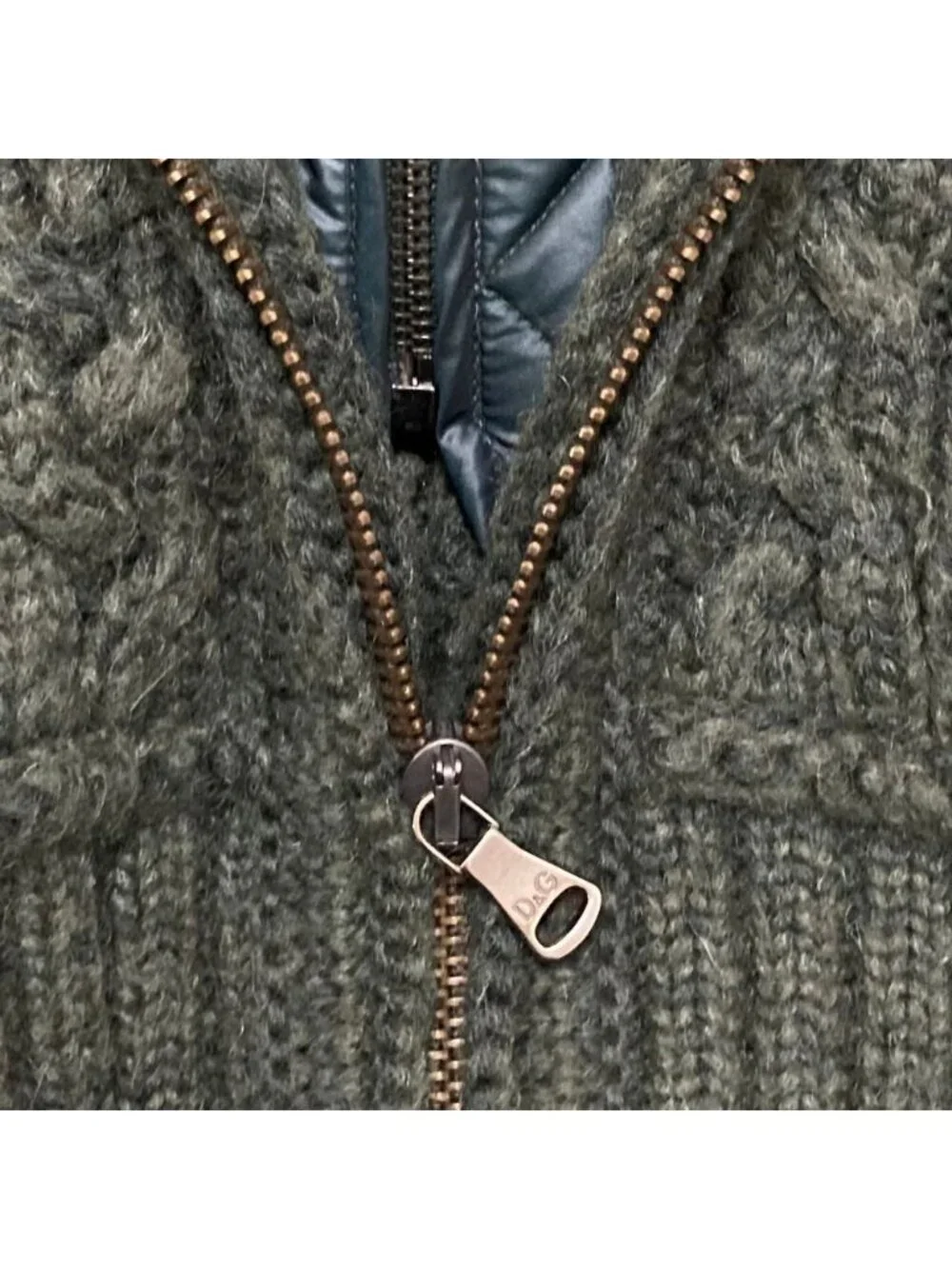 Dolce & Gabbana D&G & Layered Cableknit Hoodie Green